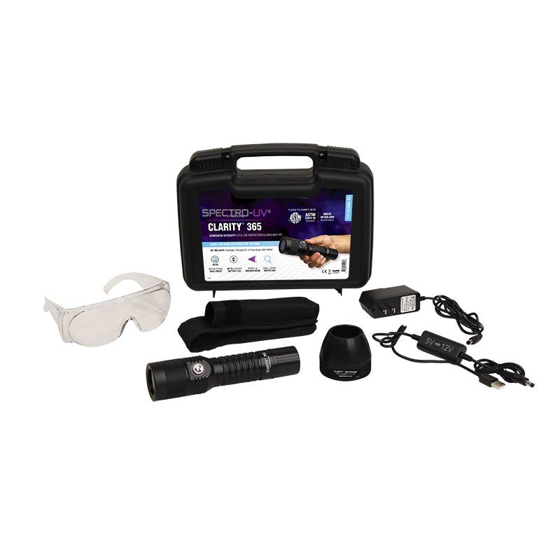 Kit de linterna UV Clarity 365 LED de 365 nm con batería de iones de litio (también disponible en voltajes extranjeros)