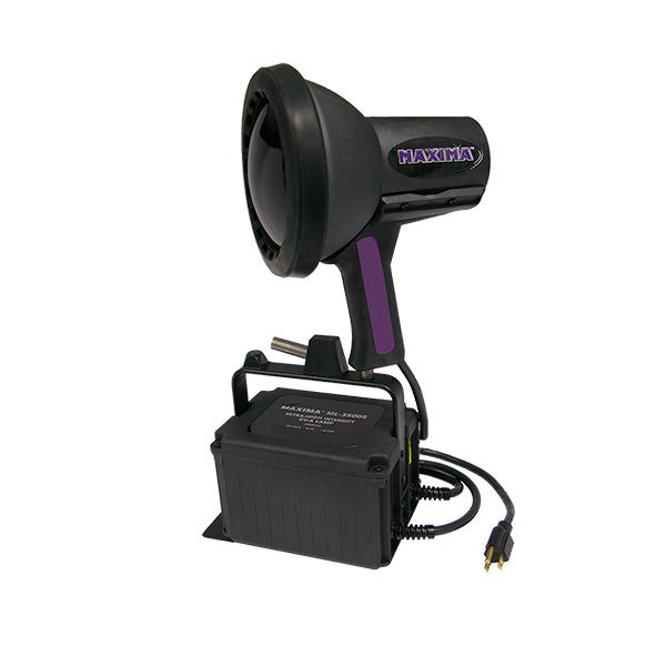 Lámpara de luz negra ultravioleta (UV-A) de 365 nm de intensidad ultraalta MAXIMA con filtro y reflector puntual (también disponible en voltajes extranjeros)