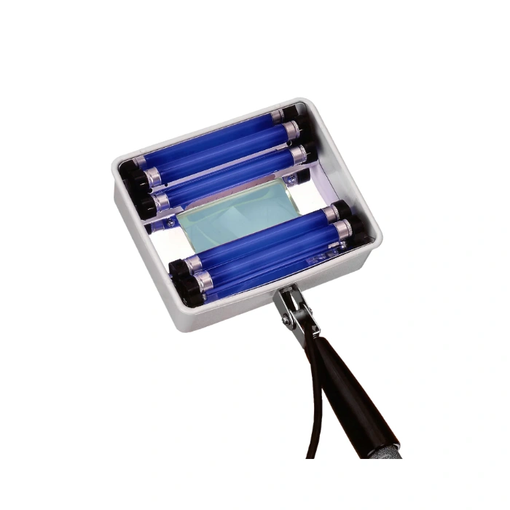 Lámpara de examen de madera con lupa de luz negra ultravioleta (UV) serie Q, 4 tubos BLB de 4 vatios y 365 nm (120 V/60 Hz) (enchufe de EE. UU.)