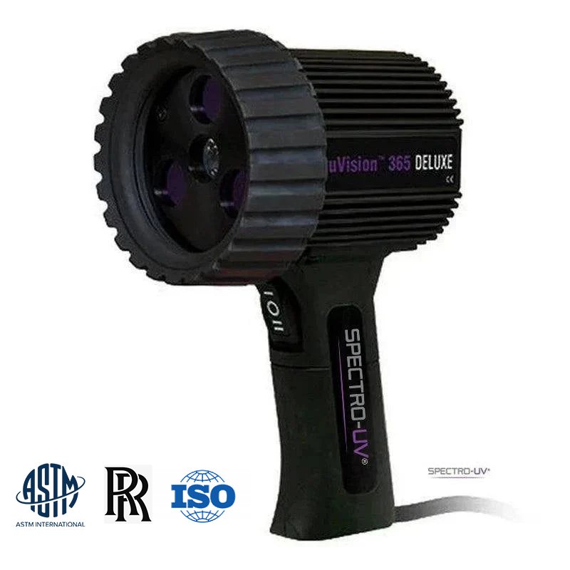 Kit de lámpara de luz negra ultravioleta (UV-A) LED de 365 nm uVision 365 Deluxe Series con filtros de paso UV-A y paquete de baterías (también disponible en voltajes extranjeros)